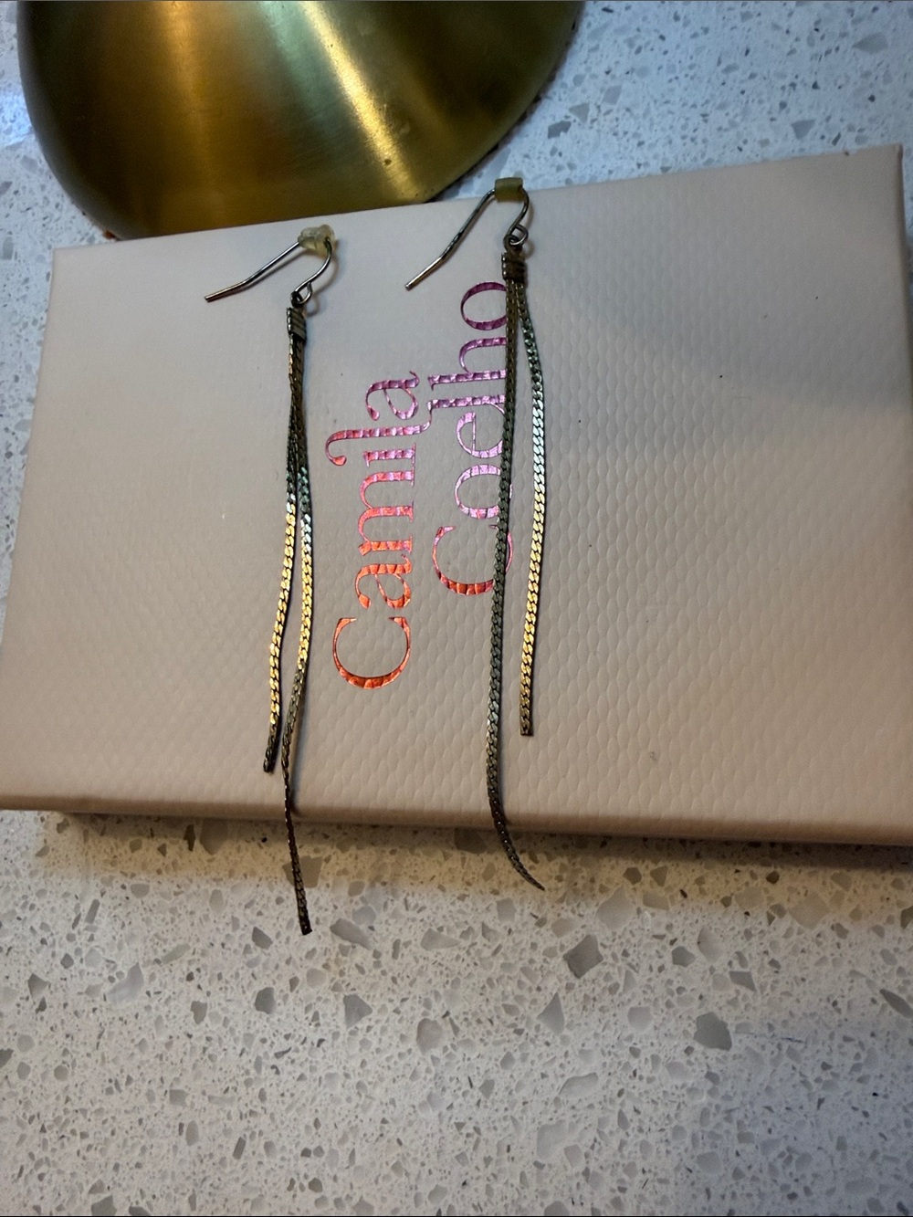 Coach Two-Tone Long Chain Drop Earrings in Gold and Silver